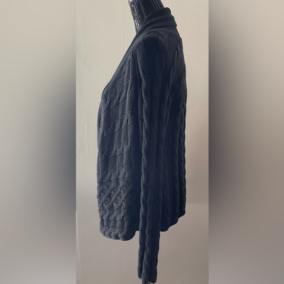 Vintage Cotton Ginny Black Cable Knit Open Sweater Size Large - Picture 2 of 9